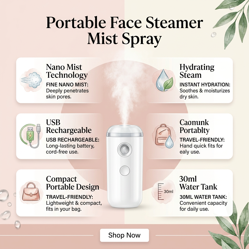 PORTABLE face steamer mist-spray