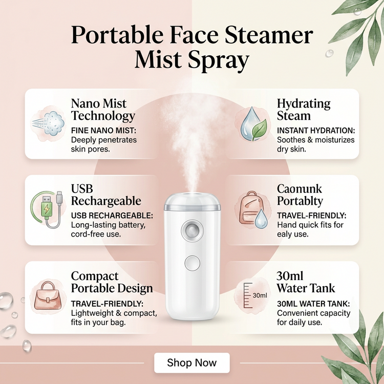 PORTABLE face steamer mist-spray